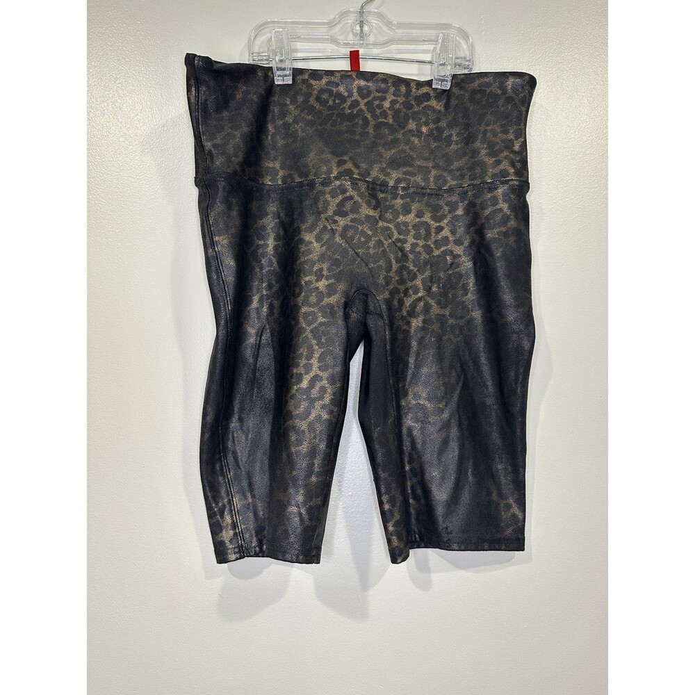 Spanx Bike Shorts Women's Size‎ S Metallic Cheetah Print Athleisure Gym exercise
